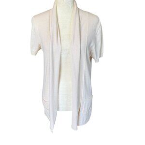 J. Crew short sleeve cream colored soft stretchy open cardigan sweater size S